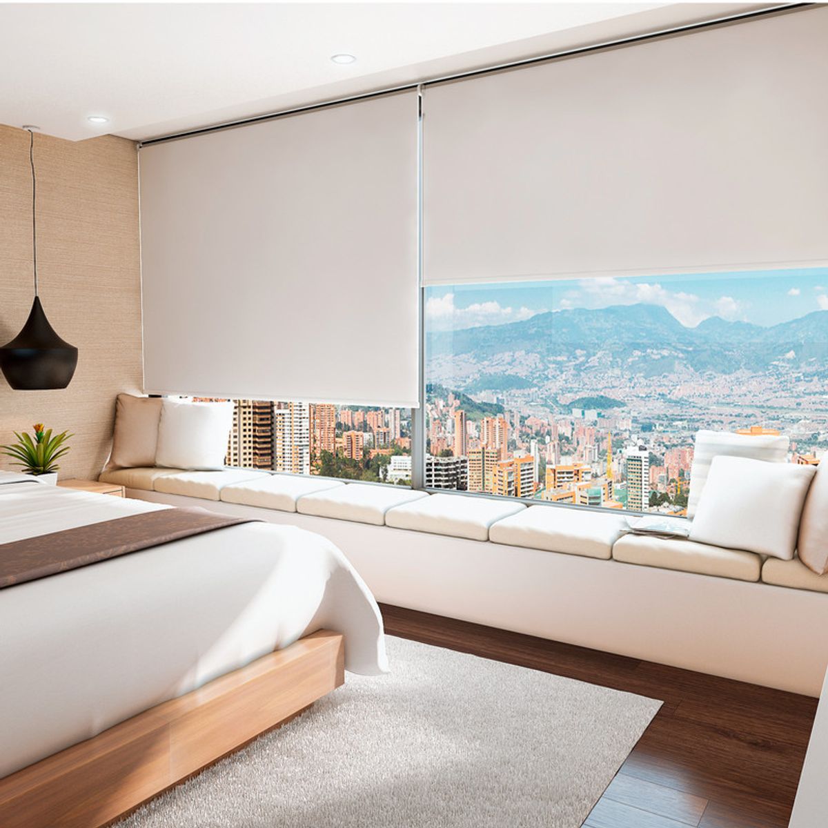 NOVELTY HOME - Cortina Enrollable Blackout Blanco 150x180 cm Novelty Home