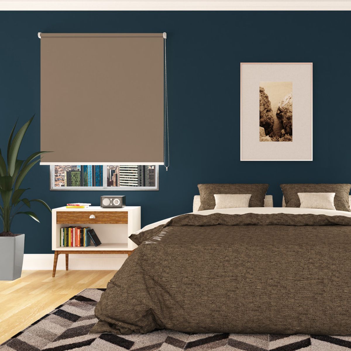 NOVELTY HOME - Cortina Enrollable Blackout Moka 200x200 cm Novelty Home