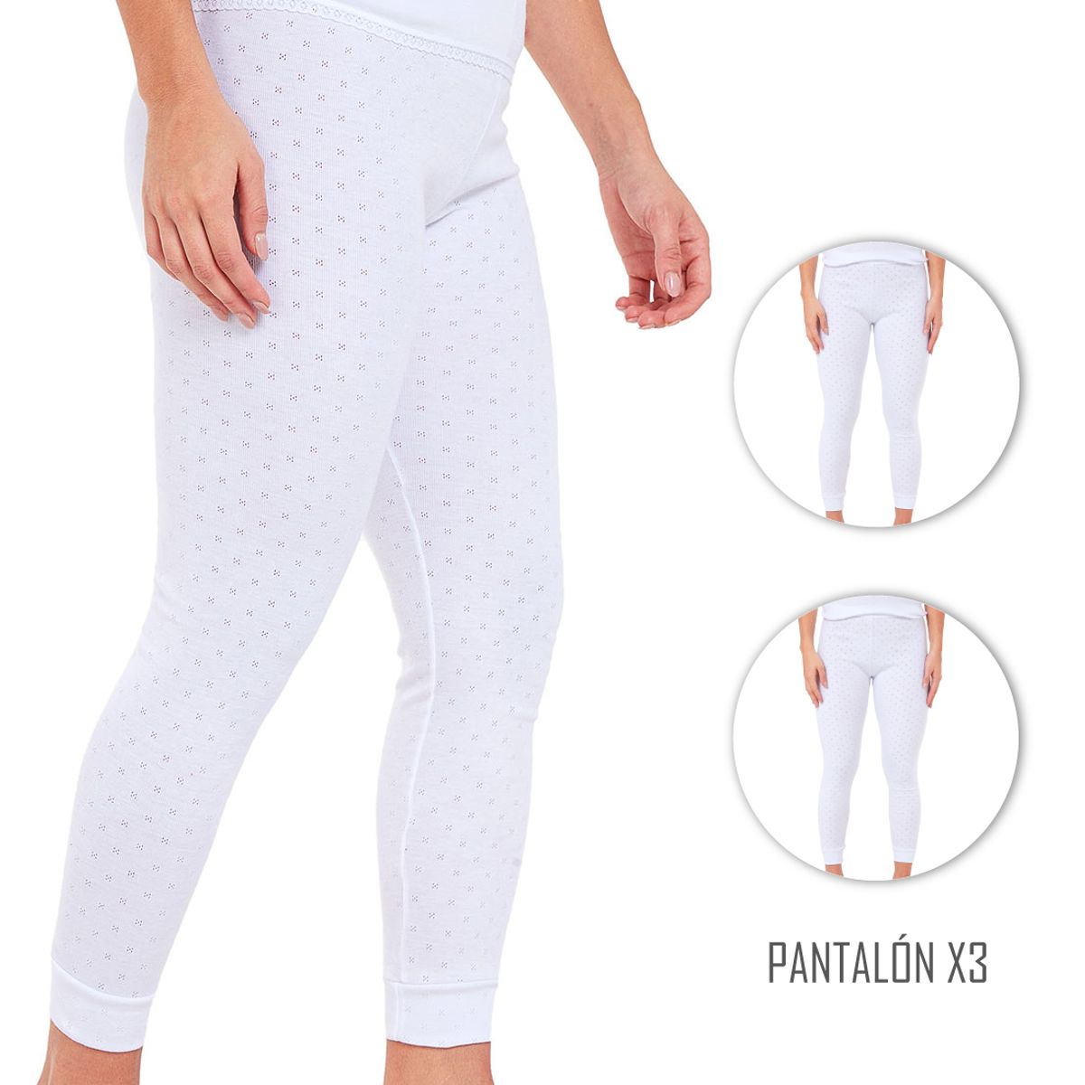 SANTANA - Combo X3 Pantalón Térmico Mujer Santana Blanco