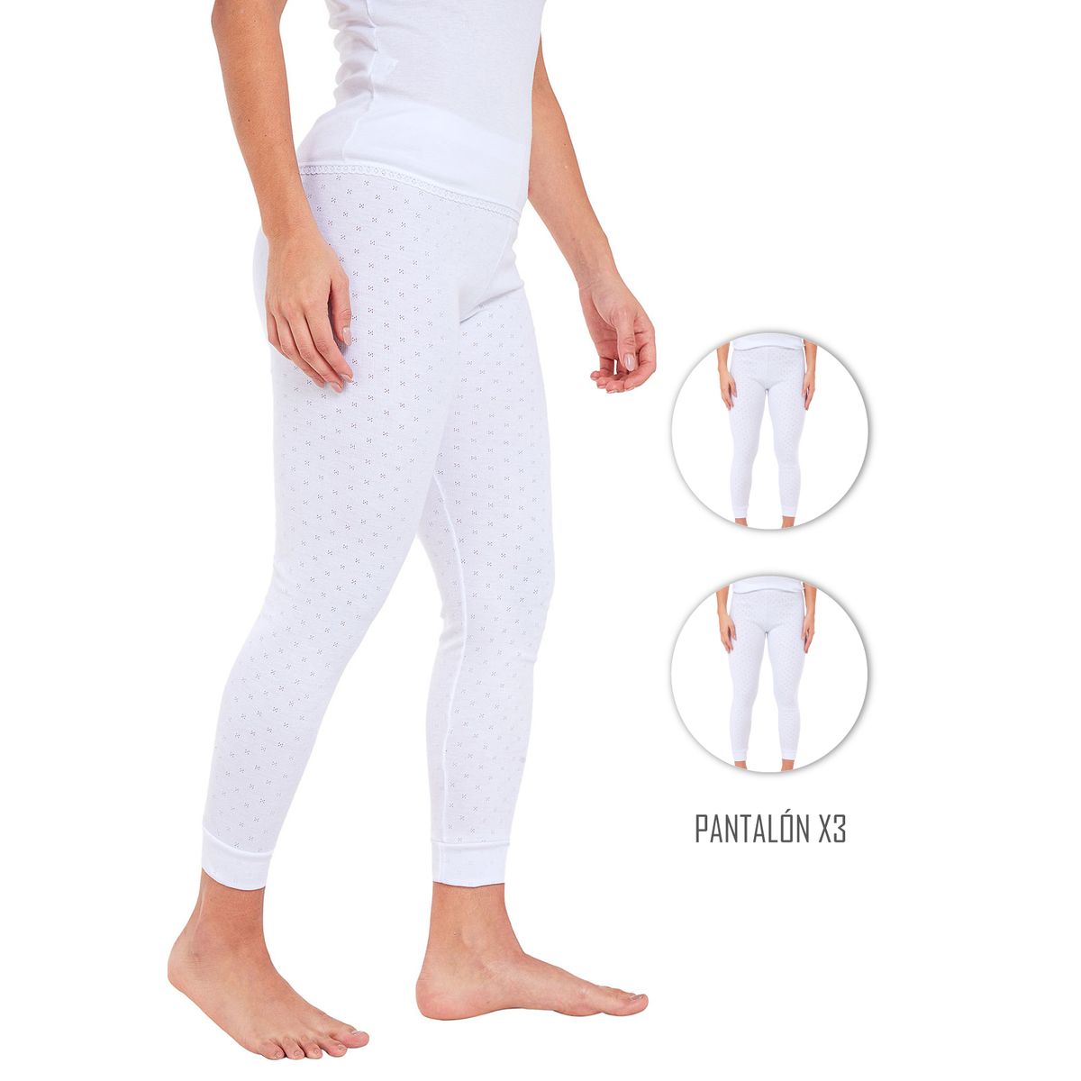 SANTANA - Combo X3 Pantalón Térmico Mujer Santana Blanco