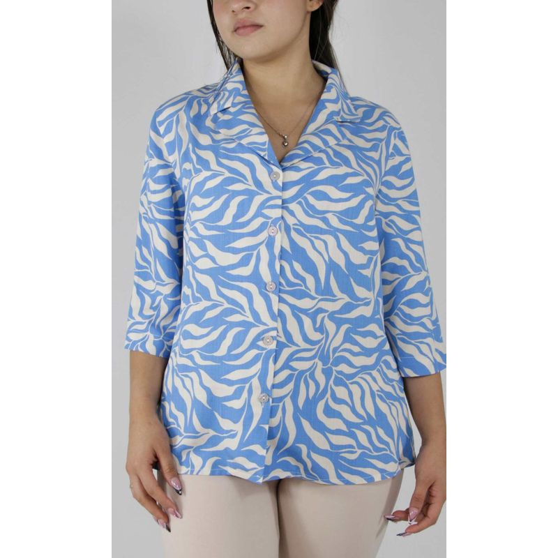 L Y H - Blusa Para Mujer Manga 34 Azul Marca L&H