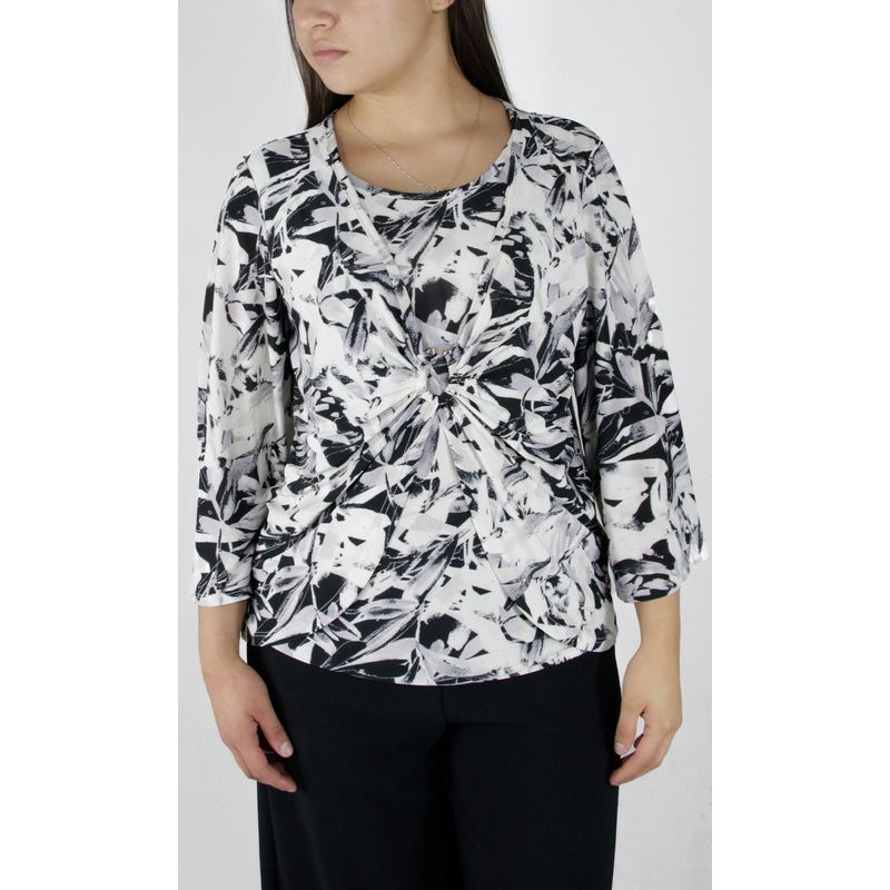 L Y H - Blusa Para Mujer Manga 34 Negro Marca L&H