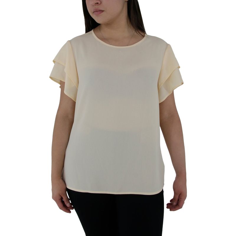 L Y H - Blusa Para Mujer Manga Corta Beige Marca L&H