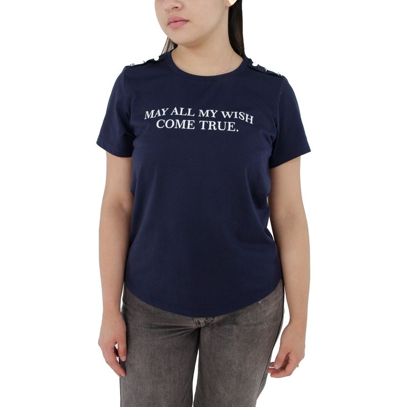 L Y H - Camiseta Para Mujer Manga Corta Azul Marca L&H