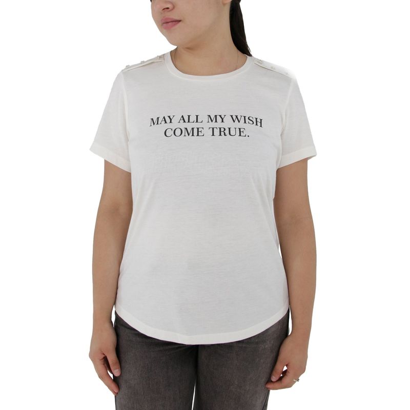 L Y H - Camiseta Para Mujer Manga Corta Blanco Marca L&H