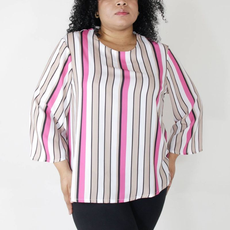 L Y H - Blusa Para Mujer Manga 34 Fucsia Marca L&H