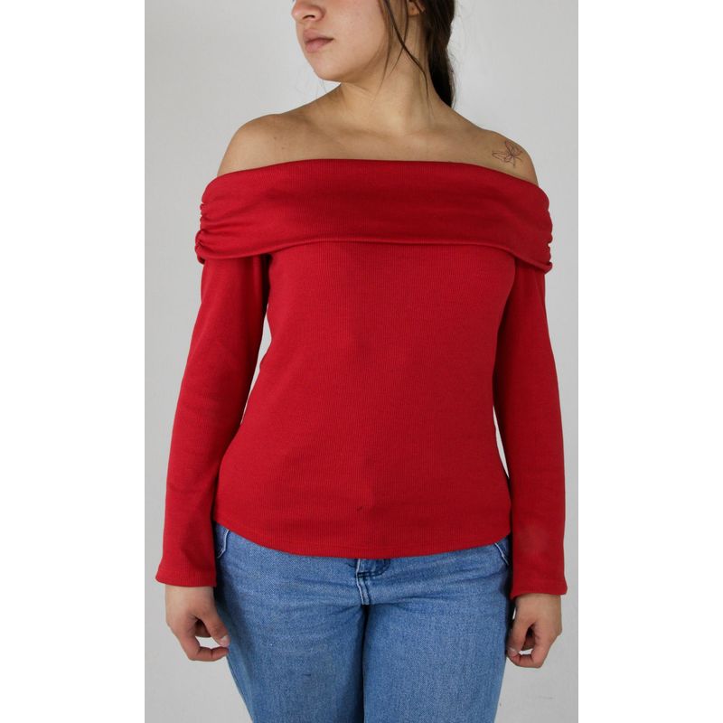 L Y H - Camiseta Para Mujer Manga Larga Rojo Marca L&H