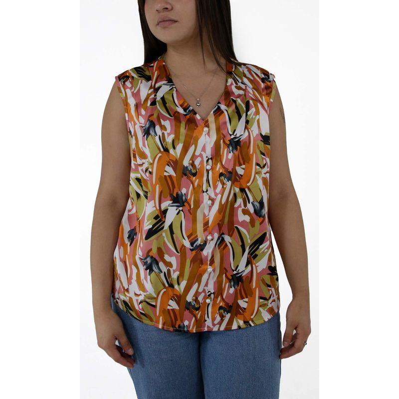 L Y H - Blusa Para Mujer Sin Manga Naranjo Marca L&H