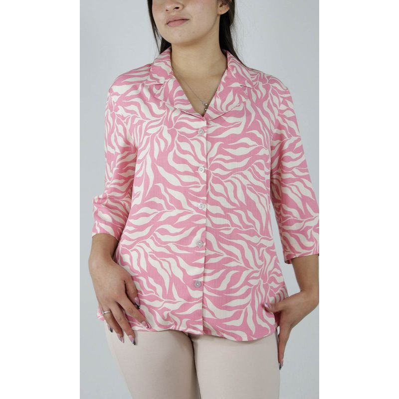 L Y H - Blusa Para Mujer Manga 34 Rosa Marca L&H