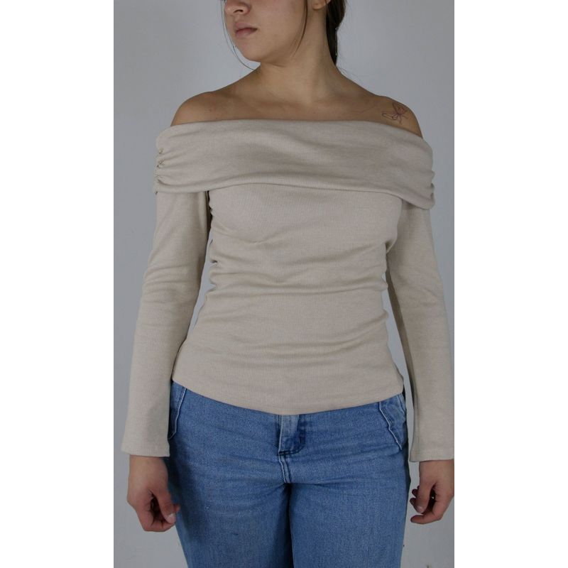 L Y H - Camiseta Para Mujer Manga Larga Khaki Marca L&H