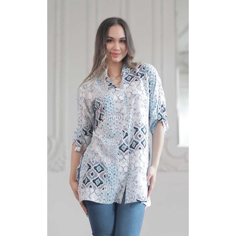 L Y H - Blusón Para Mujer Azul Marca L&H