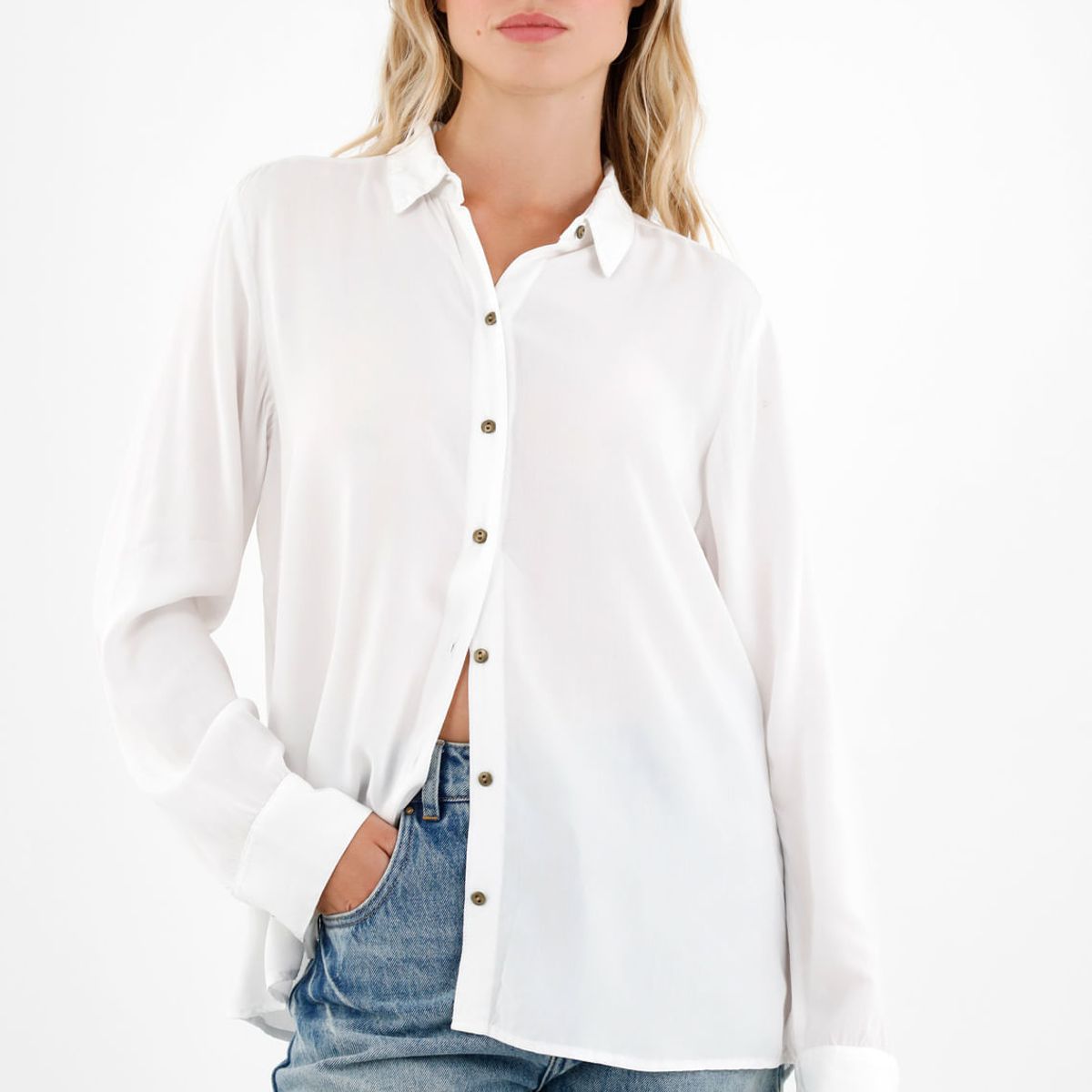 TENNIS - Camisa manga larga blanca para mujer