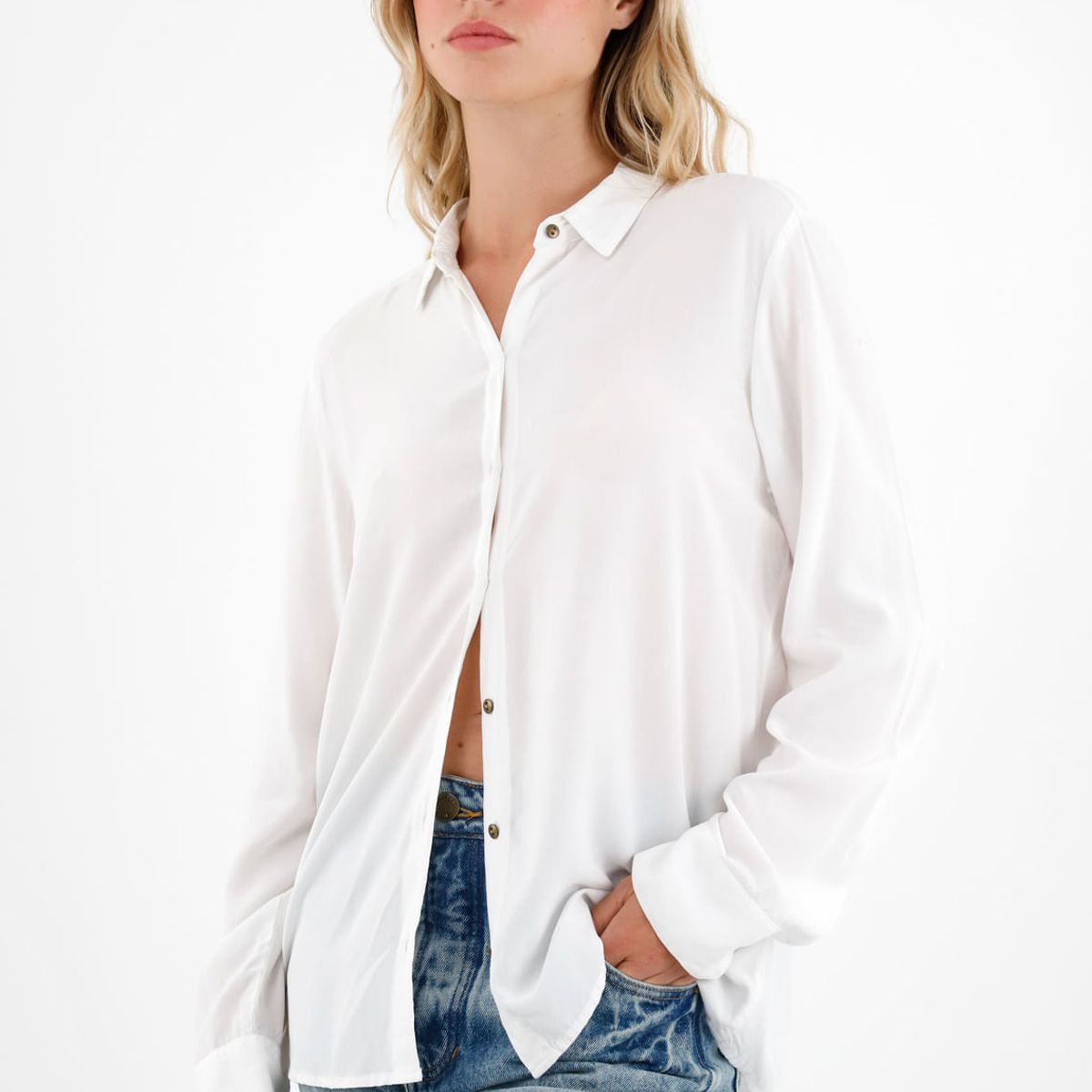 TENNIS - Camisa manga larga blanca para mujer