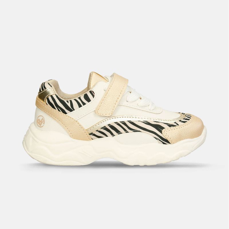 BUBBLE GUMMERS - Tenis Junior Para Niña Bubblegummers Beige-Dorado Susan