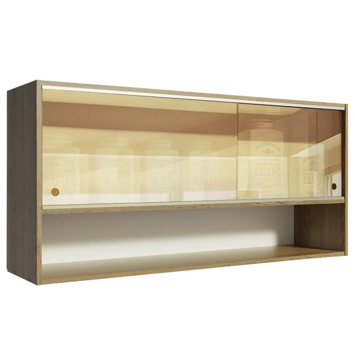 MADESA - Mueble de Cocina Superior Emilly 2 Puertas Corredizas de Cristal Reflex 1 Nicho 105 cm Marrón