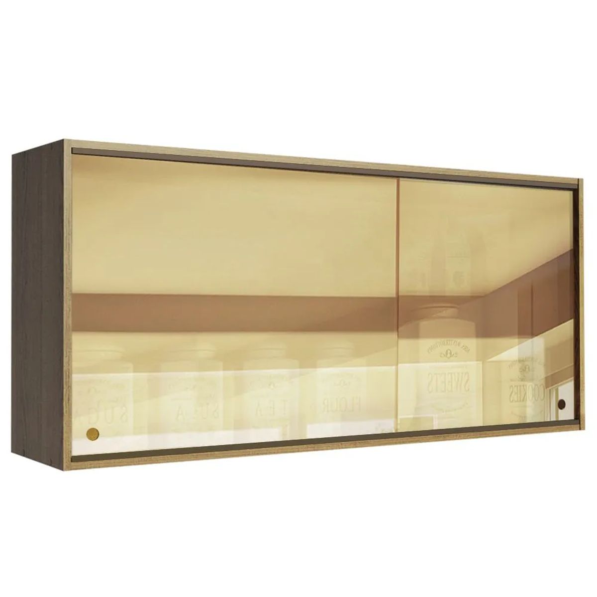 MADESA - Mueble de Cocina Superior Emilly 2 Puertas Corredizas de Cristal Reflex Marrón