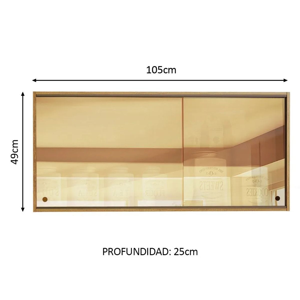 MADESA - Mueble de Cocina Superior Emilly 2 Puertas Corredizas de Cristal Reflex Marrón