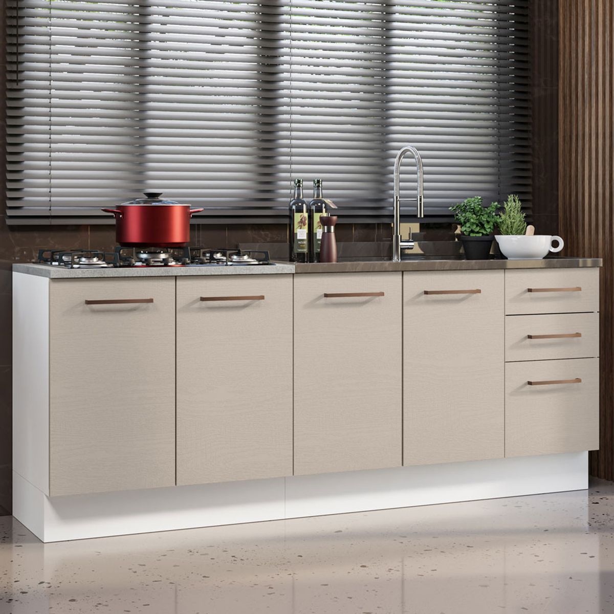 MADESA - Kit 2 Muebles de Cocina Bajo Agata 2.00 Metros