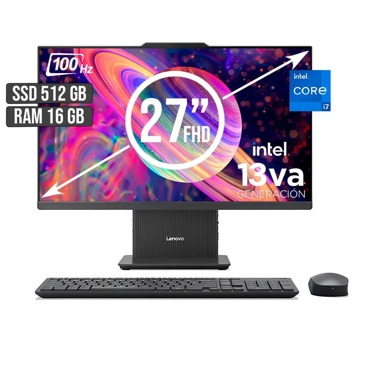 LENOVO - TODO EN UNO LENOVO INTEL CORE I7-13620H SSD 512GB RAM 16GB LED 27 FHD 100Hz