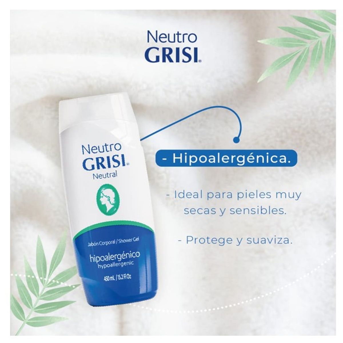 GENERICO - Jabón Liquido Corporal Hipoalergénico Neutro 450ml - Grisi