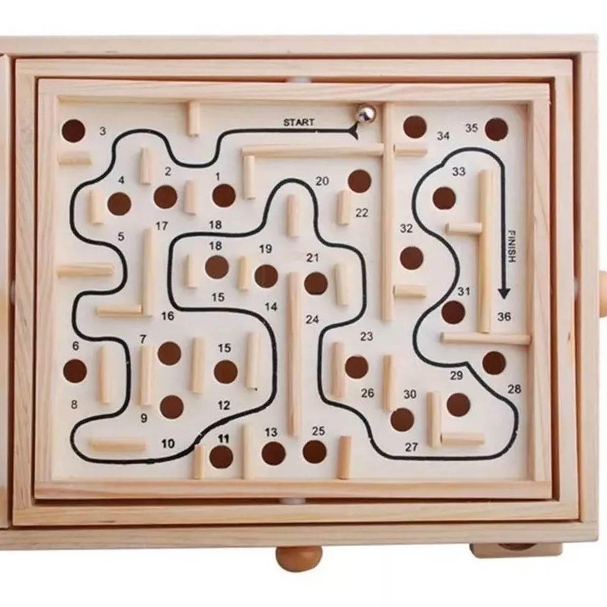 JUGANDO Y EDUCANDO - Juego Didáctico De Laberinto De Madera Bola Metálica Niños