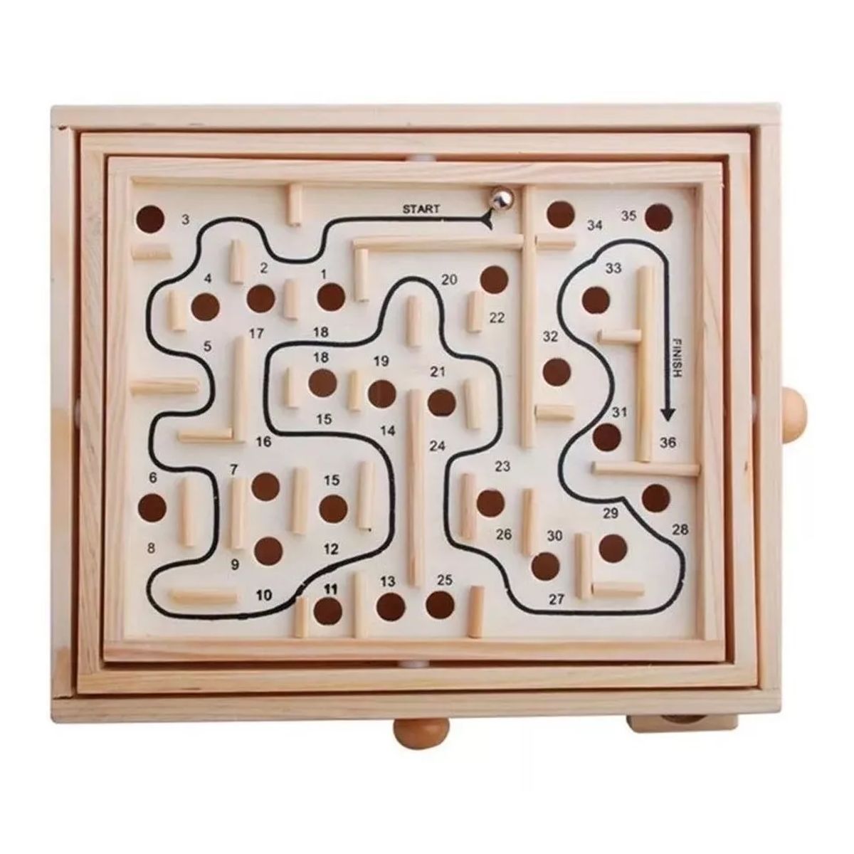 JUGANDO Y EDUCANDO - Juego Didáctico De Laberinto De Madera Bola Metálica Niños