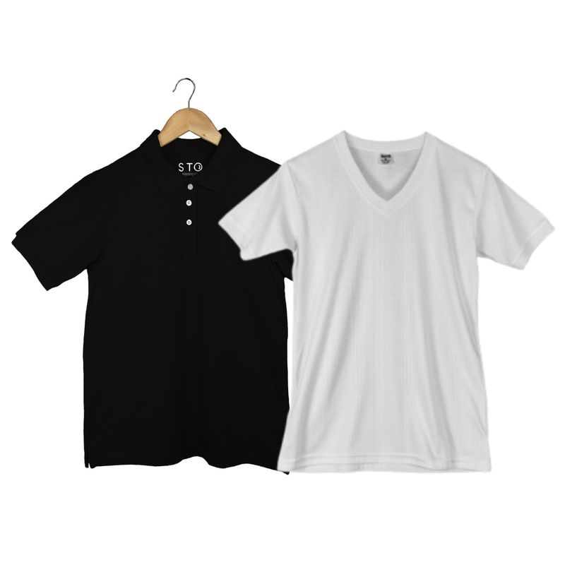 SIABATTO - Camiseta Polo + Camiseta Básica Blanca