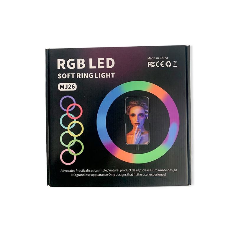 GENERICO - Aro De Luz Luces Led RGB 26 Cm Con Soporte Para Celular Y Tripode 2.10