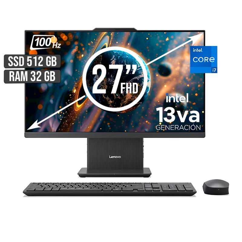 LENOVO - TODO EN UNO LENOVO INTEL CORE I7-13620H SSD 512GB RAM 32GB LED 27 FHD 100Hz