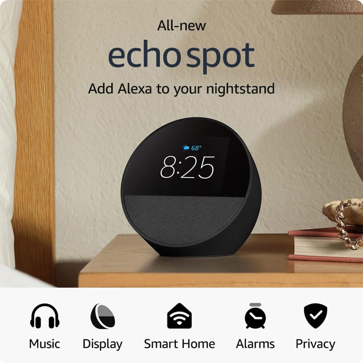 AMAZON - Amazon Echo Spot Alexa Despertador Inteligente Sonido Vibrante