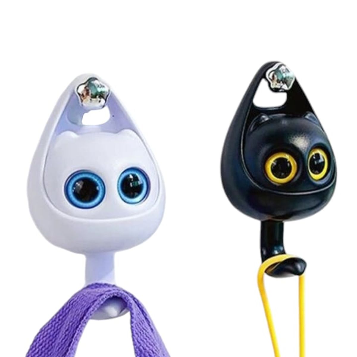 UNIVERSAL - Gancho Porta Llaves Porta Bolsos Colgadero Gato Ojos Moviles Lila