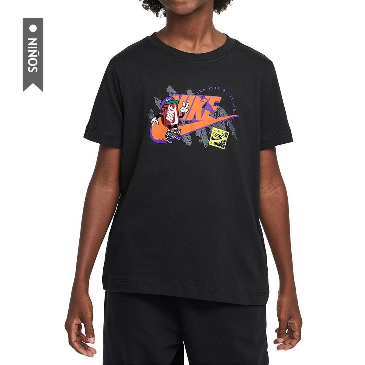NIKE - Camiseta Nike K Nsw Tee Boxy 1 Futura Niño-Negro