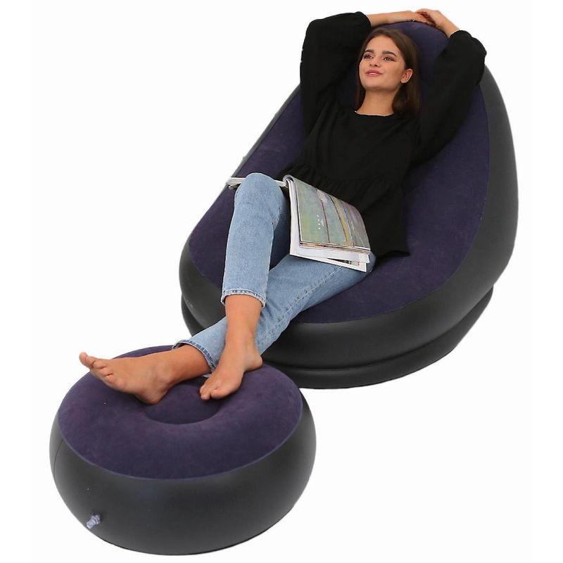 GENERICO - Silla Sofá Inflable Con Reposapiés Portátil Morado