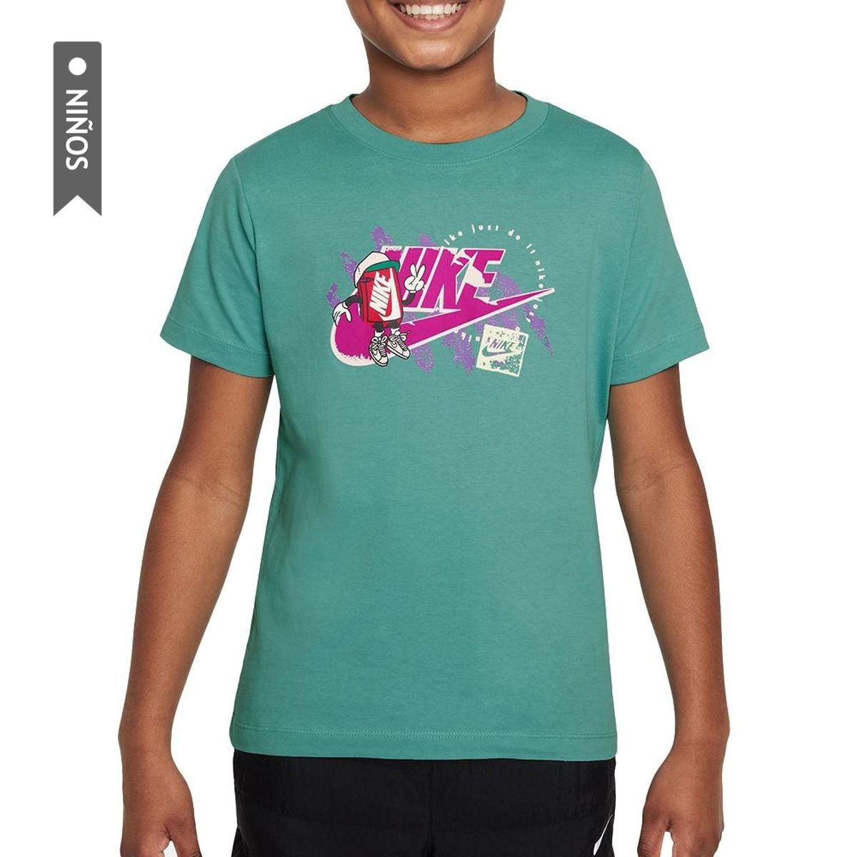 NIKE - Camiseta Nike K Nsw Tee Boxy 1 Futura Niño-Verde