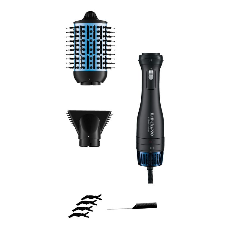 BABYLISS - Cepillo Secador Babyliss 2 En 1 Hot Air Brush Black Blue 2.75"