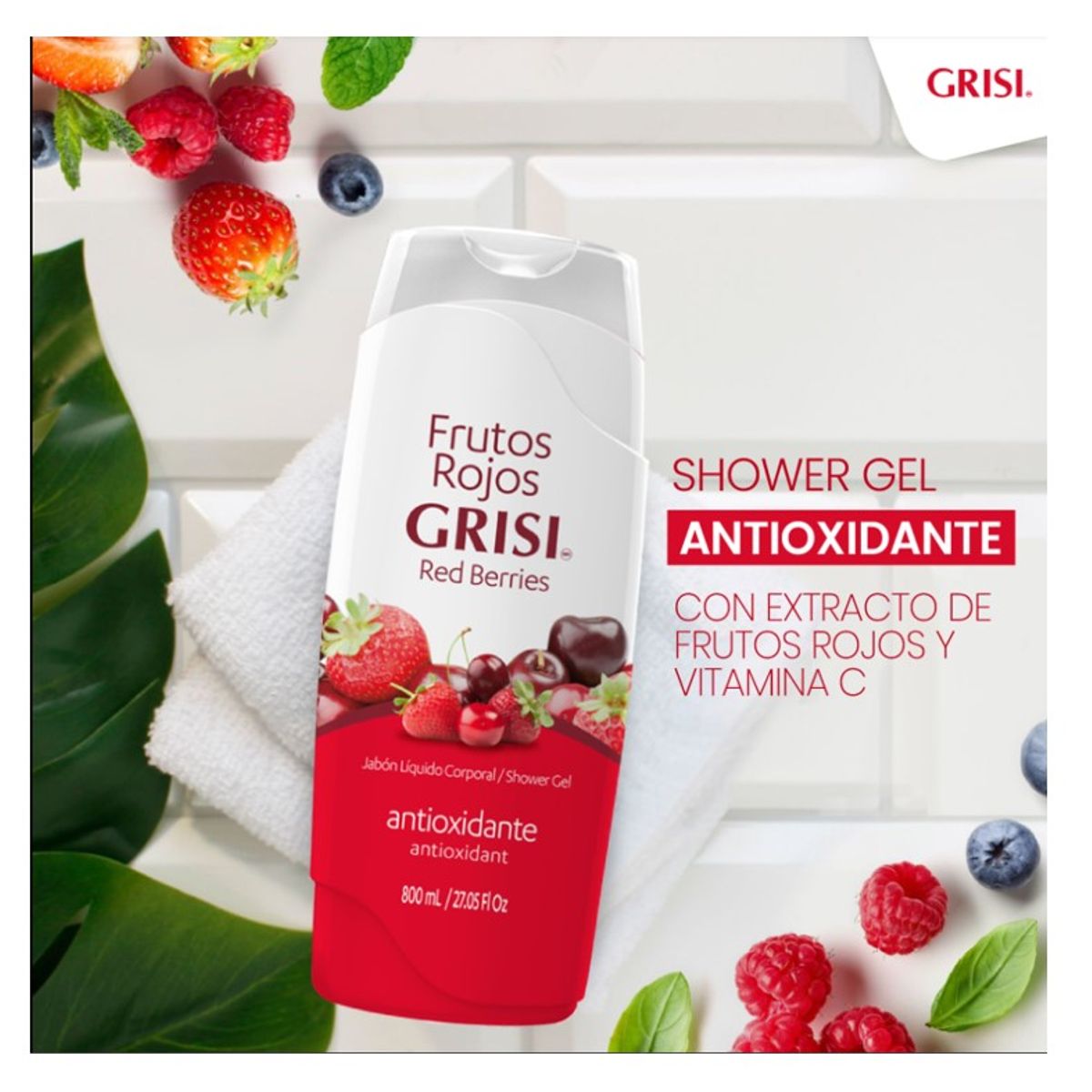 GENERICO - Jabón Liquido Corporal Antioxidante Frutos Rojos 450ml - Grisi