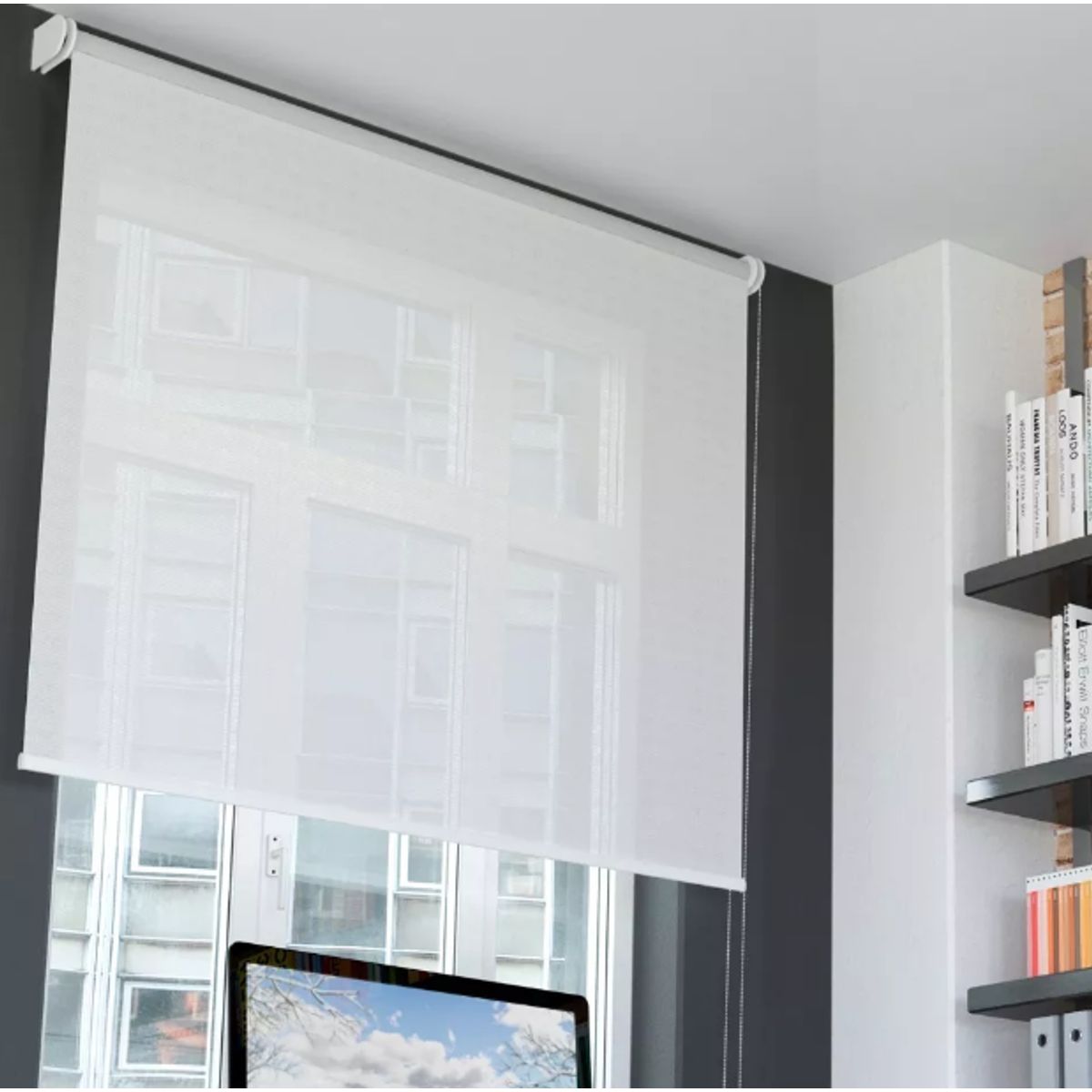 NOVELTY HOME - Cortina Enrollable Solar Screen Blanco 140x180 cm Novelty Home