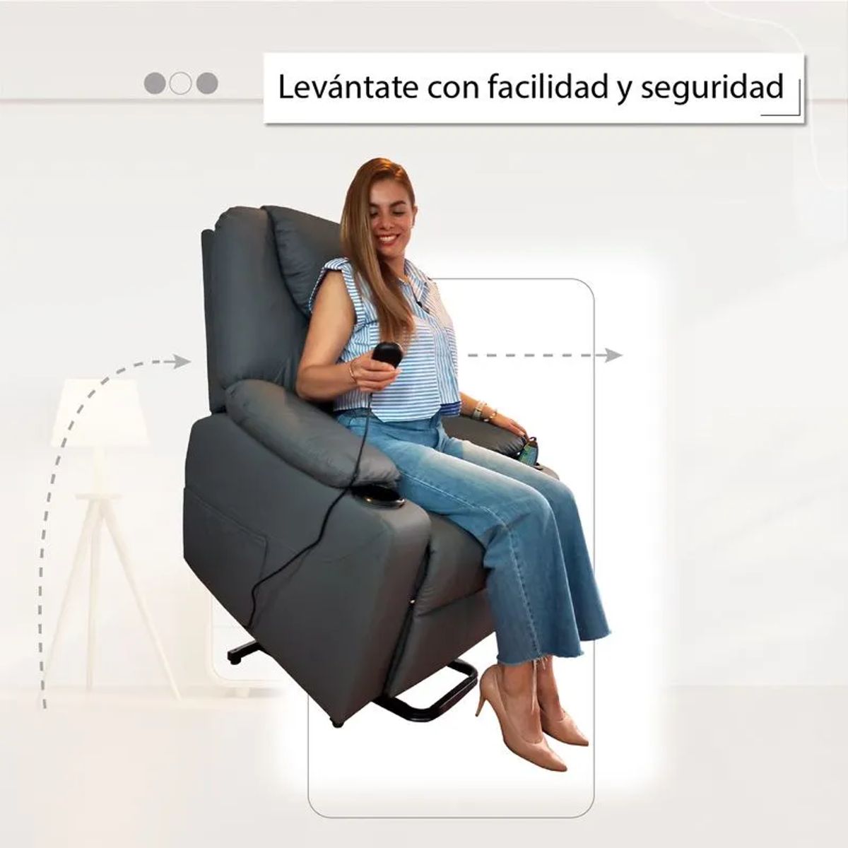 TV NOVEDADES - Sillón Elevador Masajeador Reclinable Stand Up Couch Royal Gris