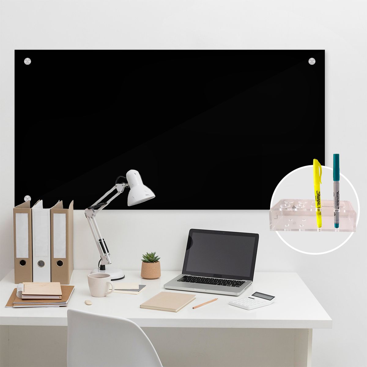 GENERICO - Tablero en vidrio templadoTamaño 100x70 cm Color Negro