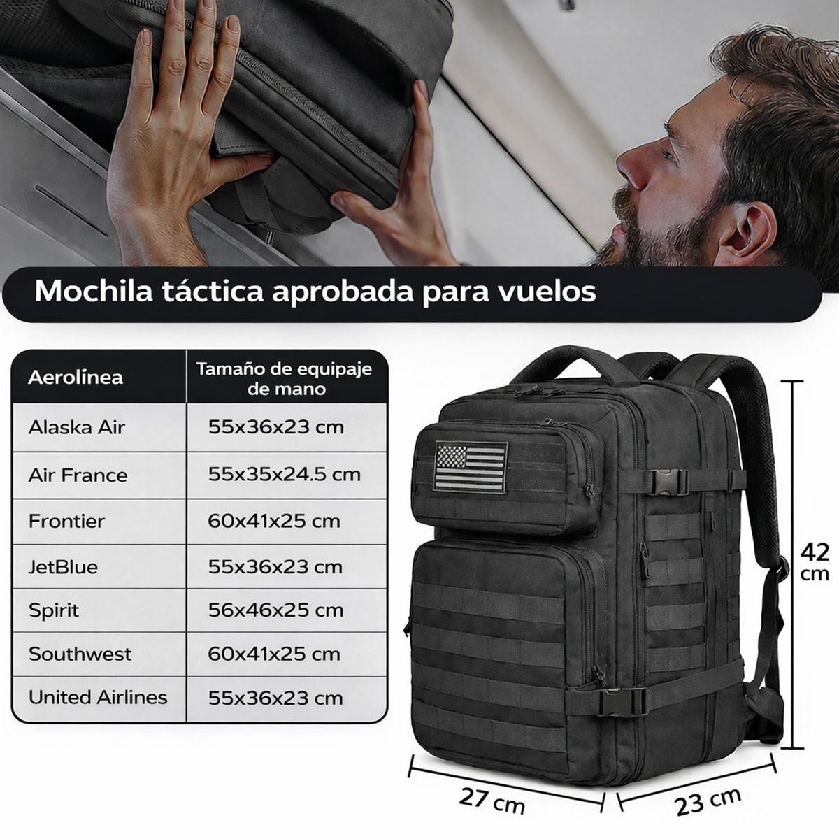 ONE PIXEL - Maleta Morral Para Cabina Viaje Y Ordenado Grande 50 L