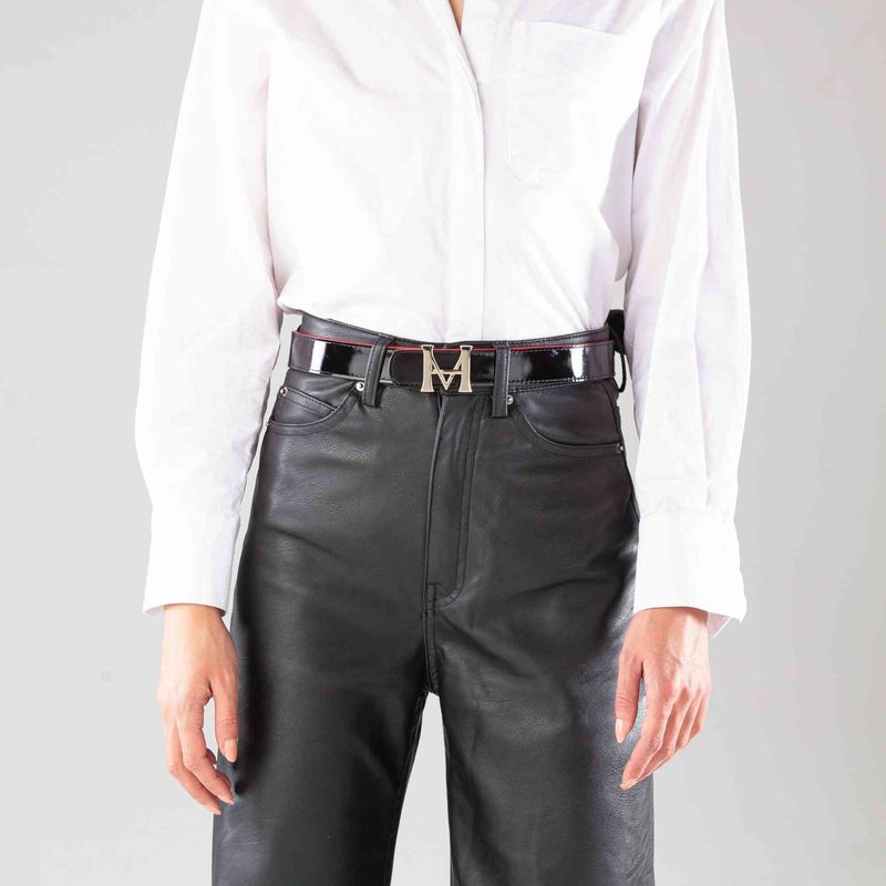 MARIO HERNANDEZ - Cinturon mujer casual monograma doble faz 3 cm nero rosso