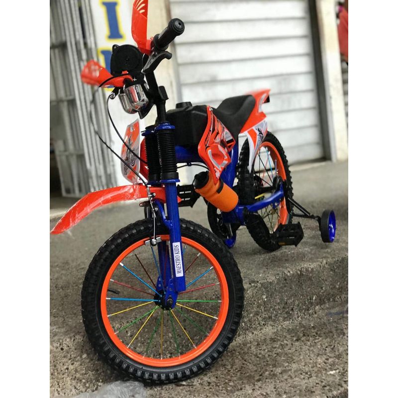 BEBESUNITA - BICIMOTO RIN 20 PARA NIÑOS DE 8 A 14 AÑOS  AZUL CON NARANJA