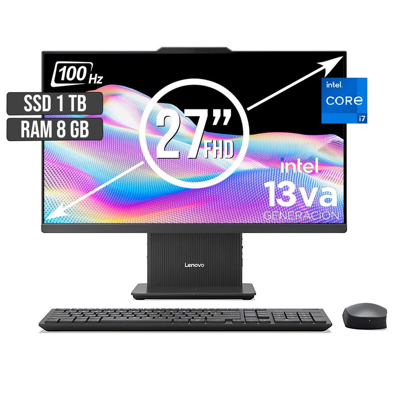 LENOVO - TODO EN UNO LENOVO INTEL CORE I7-13620H SSD 1TB RAM 8GB LED 27 FHD 100Hz