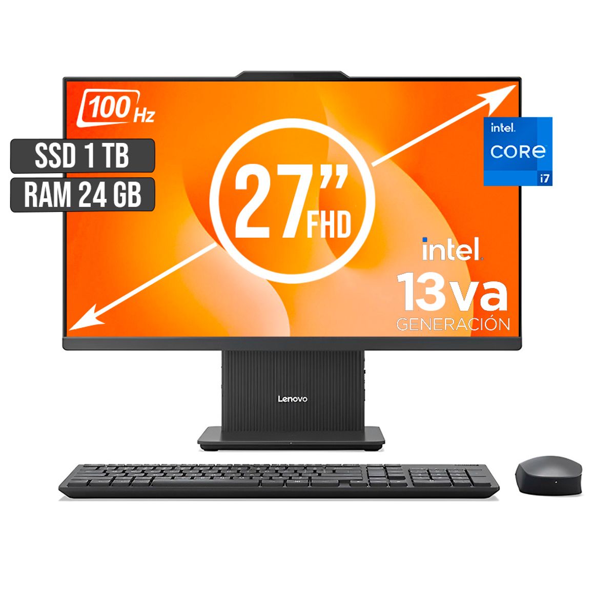 LENOVO - TODO EN UNO LENOVO INTEL CORE I7-13620H SSD 1TB RAM 24GB LED 27 FHD 100Hz