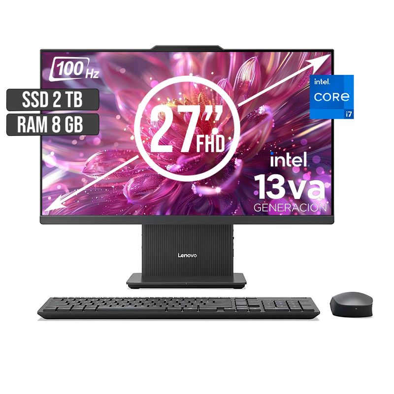 LENOVO - TODO EN UNO LENOVO INTEL CORE I7-13620H SSD 2TB RAM 8GB LED 27 FHD 100Hz