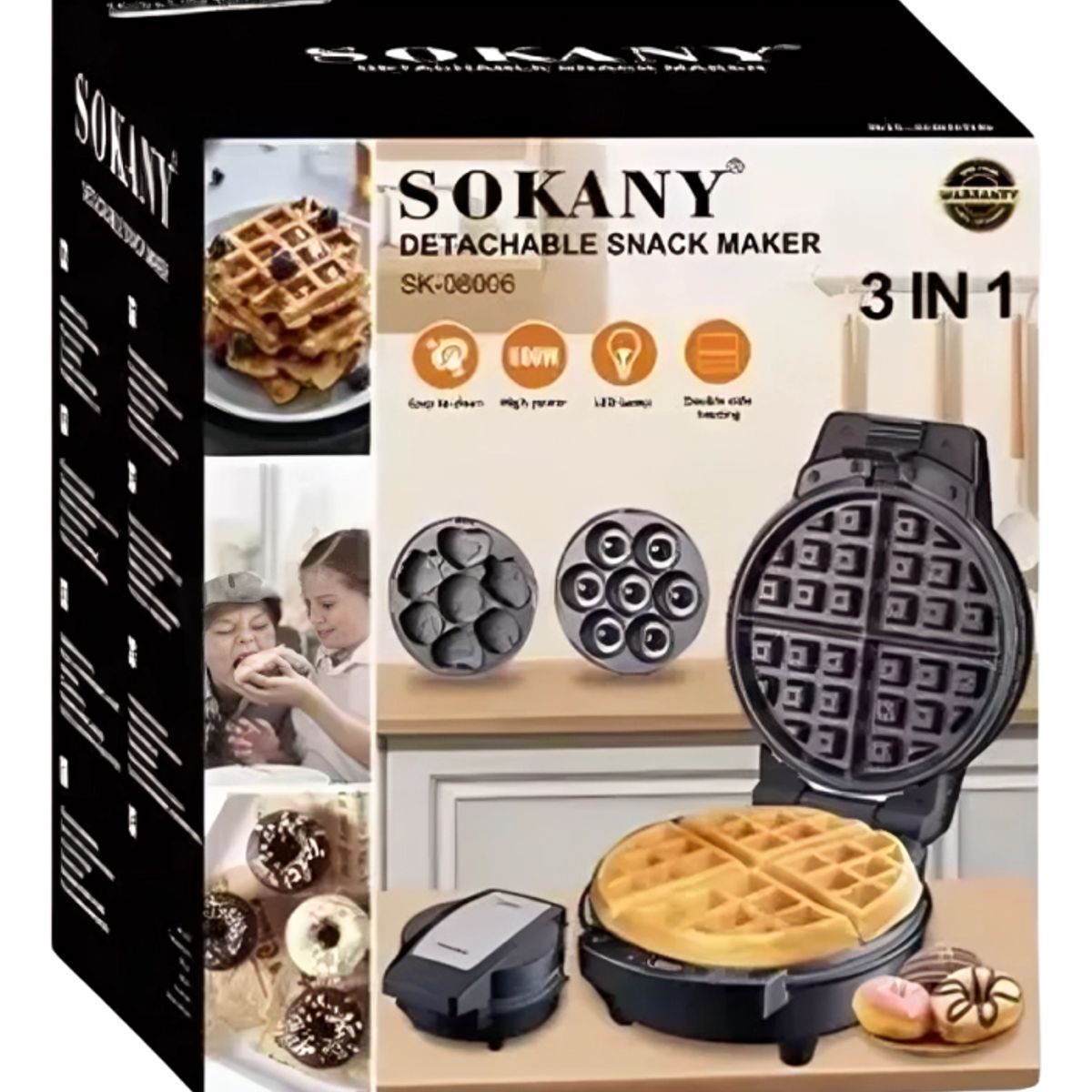 SOKANY - Waflera Sokany 3 En 1 Donas Y Cupcakes