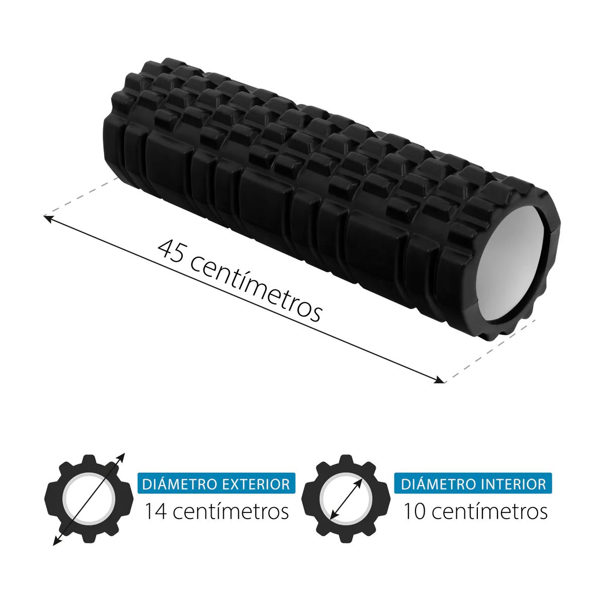 GENERICO - Rodillo Foam Roller X45cm Espuma Yoga Masajeador Grabado