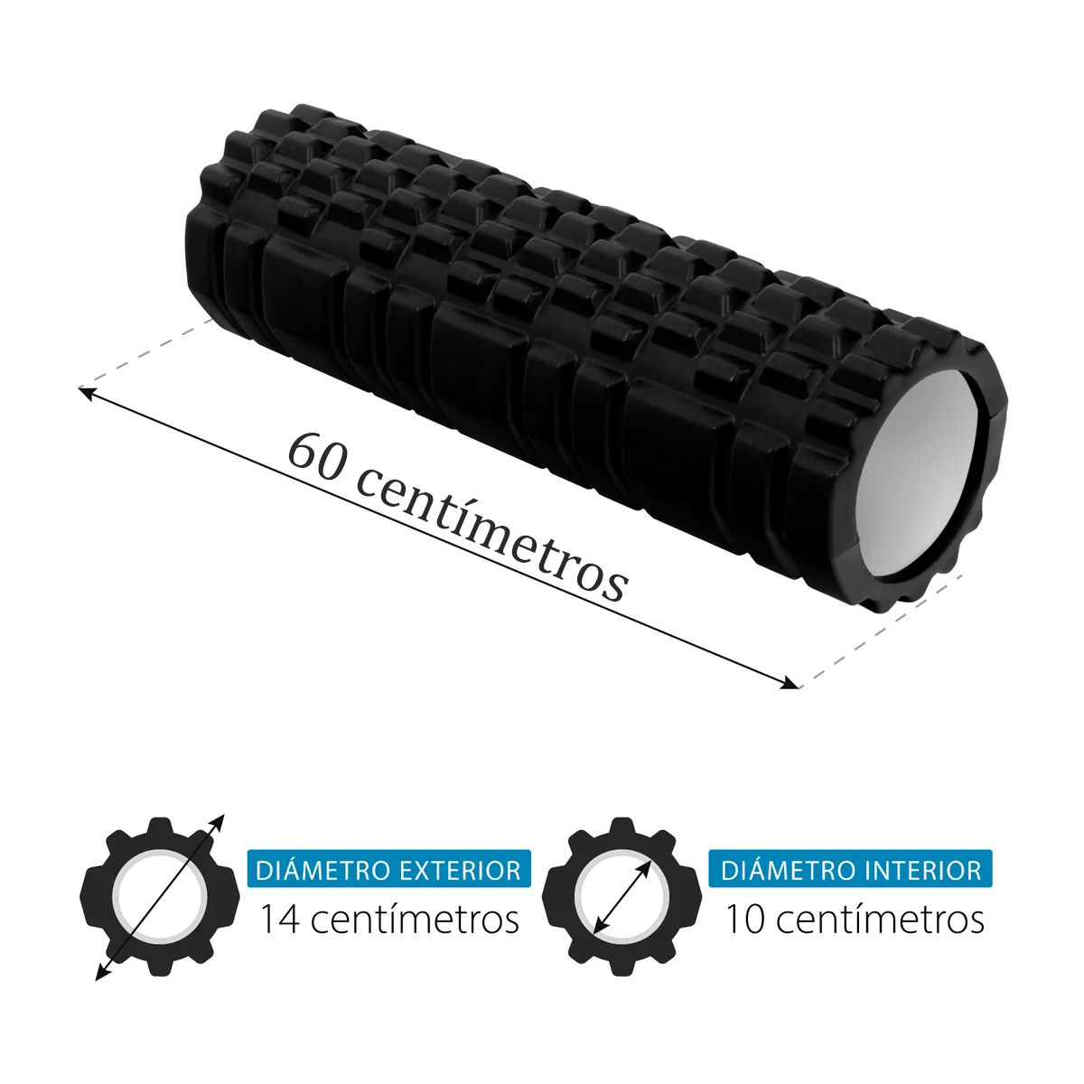 GENERICO - Rodillo Foam Roller X60cm Espuma Yoga Masajeador Grabado
