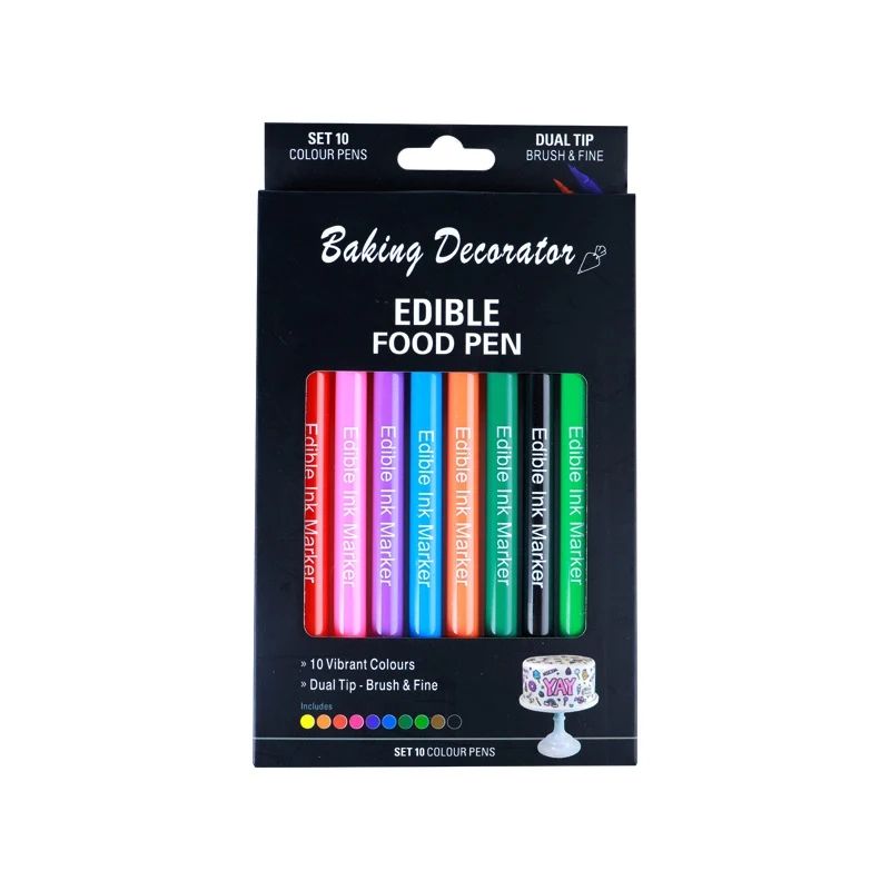 GENERICO - Set Marcador Tinta Comestible Doble Punta X 10