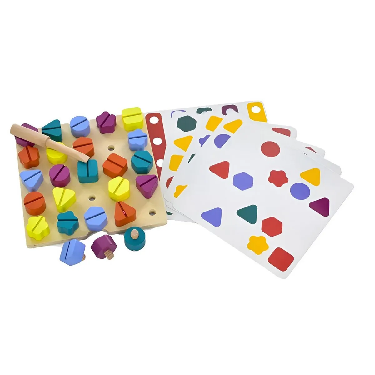 GENERICO - Juego De Mesa Enrosque Encaje Figuras Geometricas Desarrollo